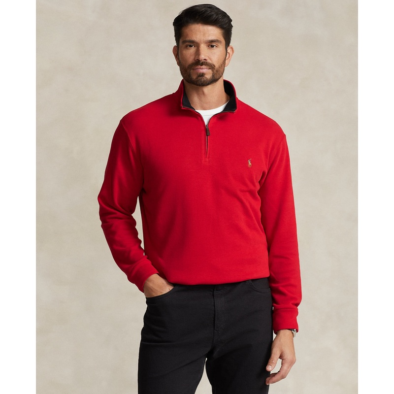 Polo Ralph Lauren Mens Big Tall Estate-Rib Quarter-Zip Sweater 4LT 4XLT Red