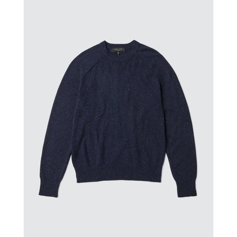 Rag & Bone Harlow Donegal Crewneck Sweater Large Navy Blue