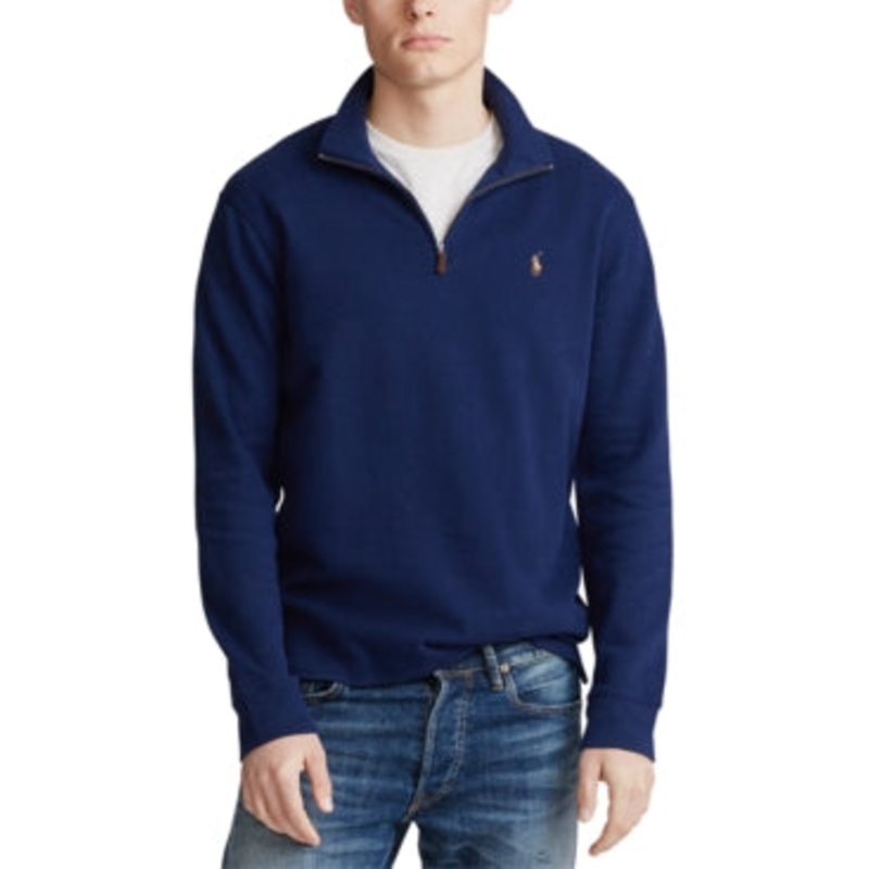 Ralph Lauren Polo Big Tall Mens Quarter-Zip Sweater Navy Blue XLT XL Tall Cotton