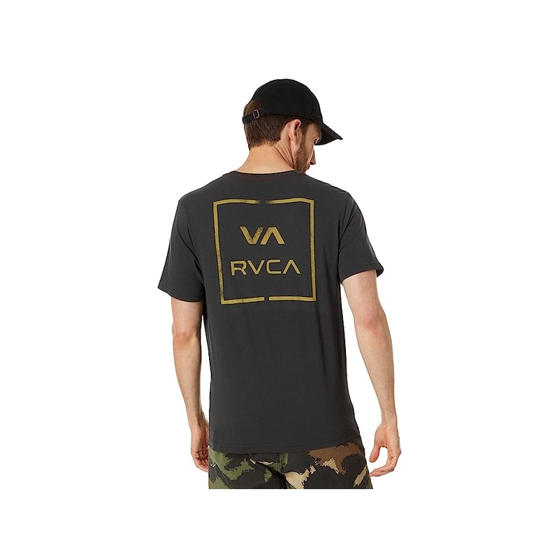 Rvca Men's Va All the Way Logo T Shirt Pirate Black Large