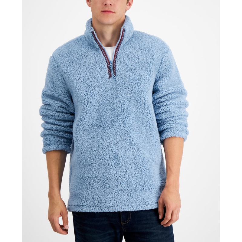 Sun + Stone Men's Sherpa Quarter-Zip Fleece Jacket XXL Mountain Spring