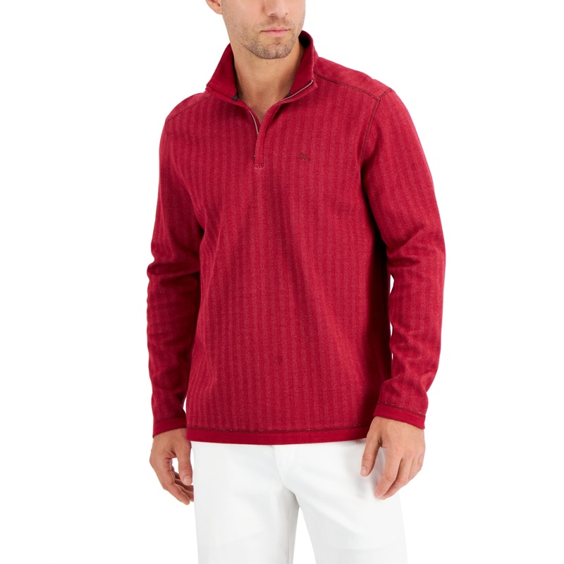Tommy Bahama Men's Playa Point Half-Zip Sweater Large Sangria Red