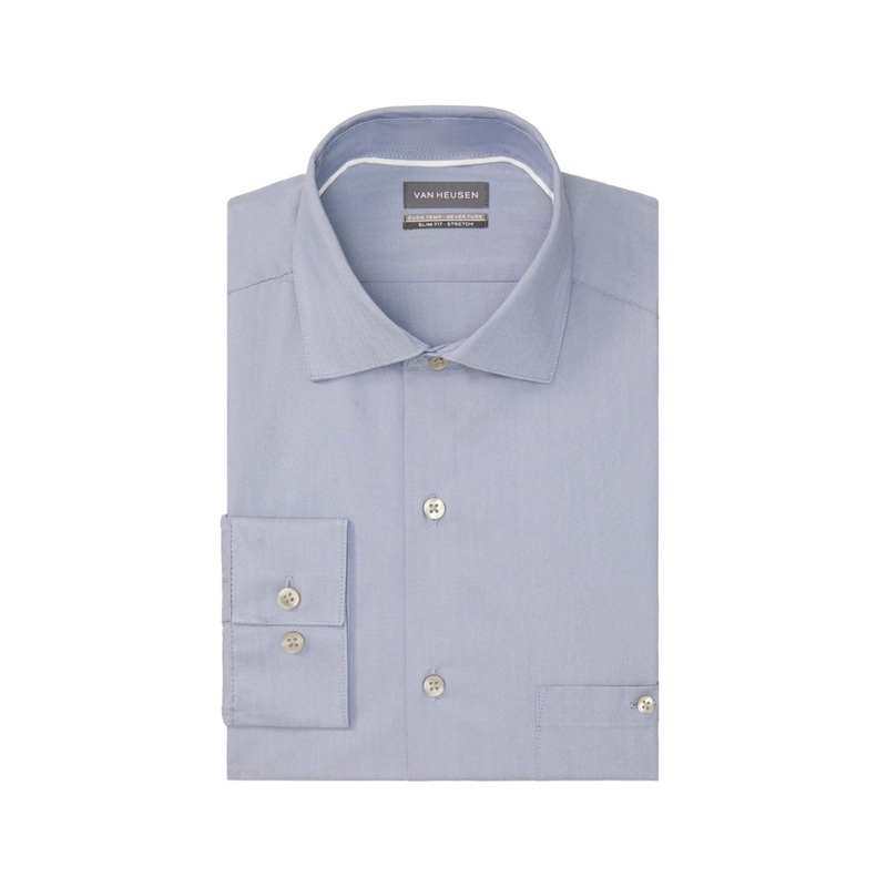 Van Heusen Men's Even Temperature Slim Fit Dress Shirt Blue 16 16.5 32 33