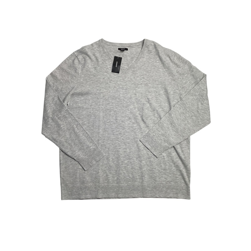Alfani Men's Solid V Neck Cotton Sweater Casual Grey Heather Large