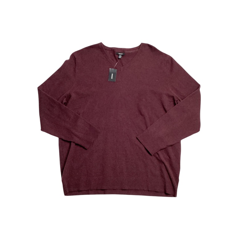 Alfani Men's Solid V Neck Cotton Sweater Port Heather Red Small
