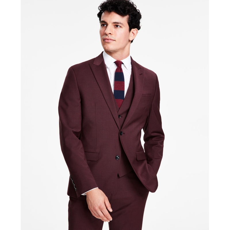 Bar Iii Men's Slim Fit Sport Coat Blazer Burgundy  Red 42S