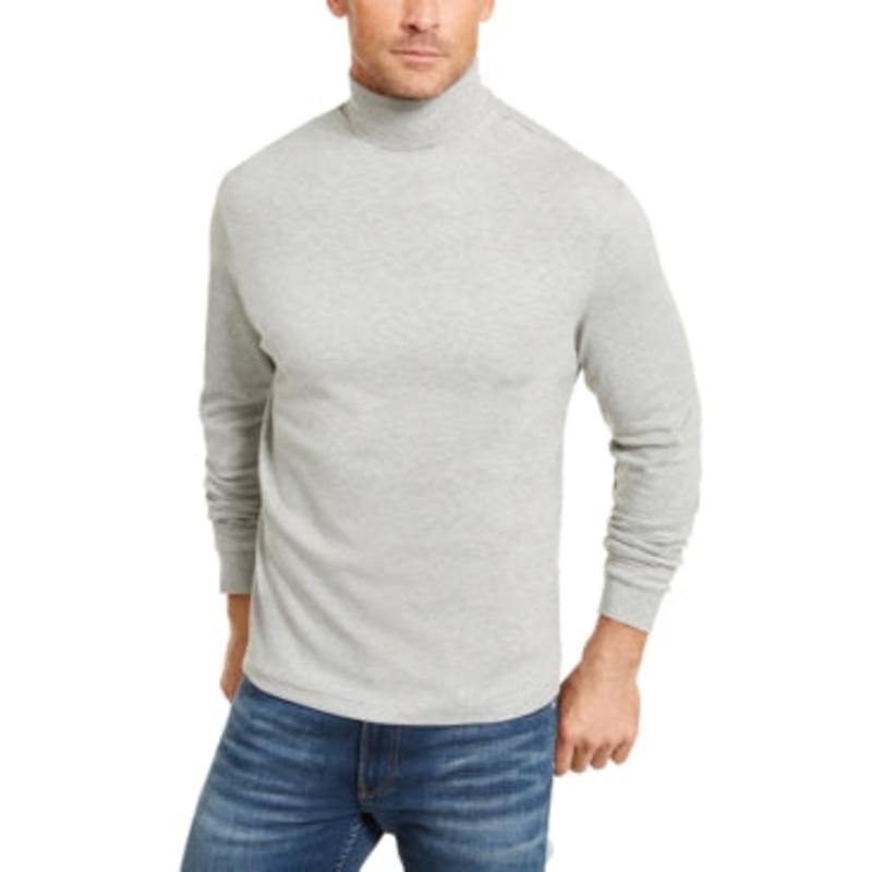 Club Room Men's Solid Turtleneck Sweater Soft Grey Meidum