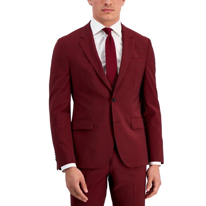 Hugo Boss Men's Modern-Fit Dark Red Suit Jacket 40R Dark Red