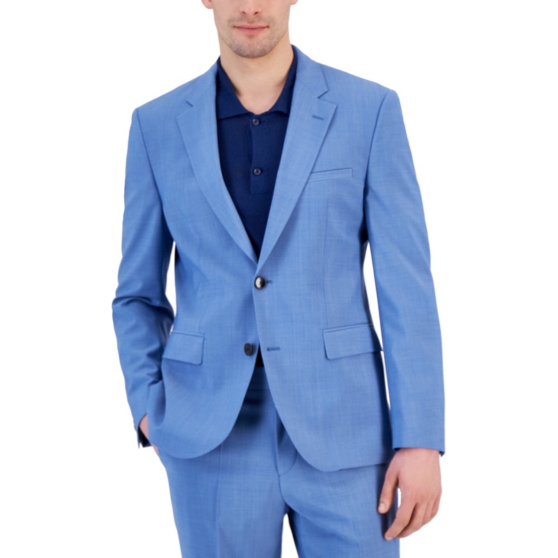 Hugo Boss Men's Modern-Fit Light Blue Superflex Suit Jacket 42S