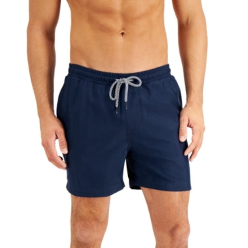 International Concepts Men's Regular Fit Quick Dry Solid 5 Swim Trunks Blue XXL