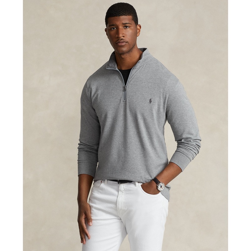 Polo Ralph Lauren Men's Big & Tall Jersey Quarter-Zip Sweater XLT Steel Grey