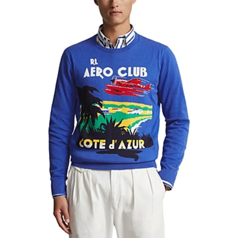 Polo Ralph Lauren Men's Cotton Graphic Sweater XL Blue