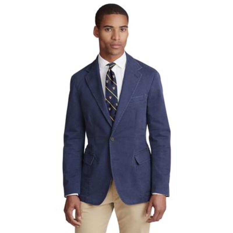 Polo Ralph Lauren Men's Stretch Chino Sport Coat Blazer Nautical Ink Blue Large