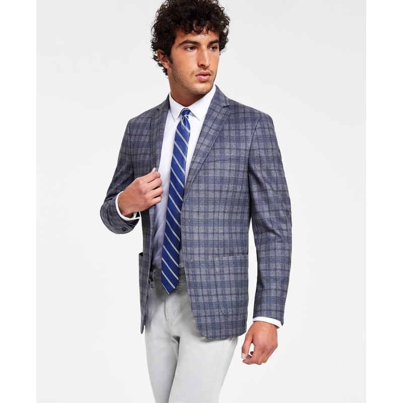 BAR III Men's Slim Fit Knit Grey Blue Sport Coat Blazer 36S