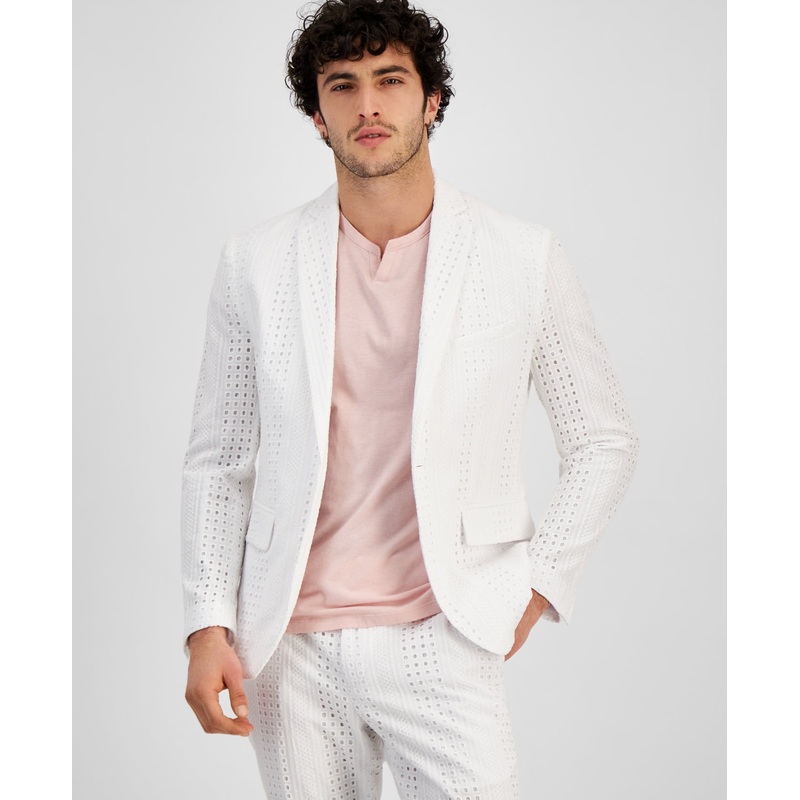 I.N.C. International Concepts Men's Slim Fit Eyelet Suit Jacket White XS