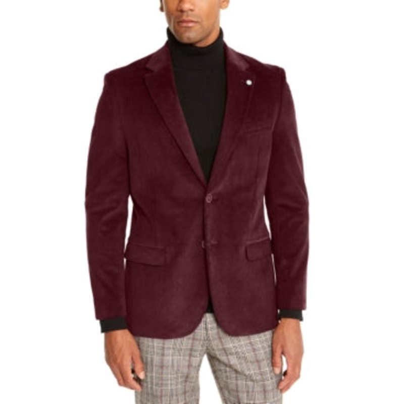 Nautica Men's Modern Fit Active Stretch Corduroy Sport Coat Burgundy 36R