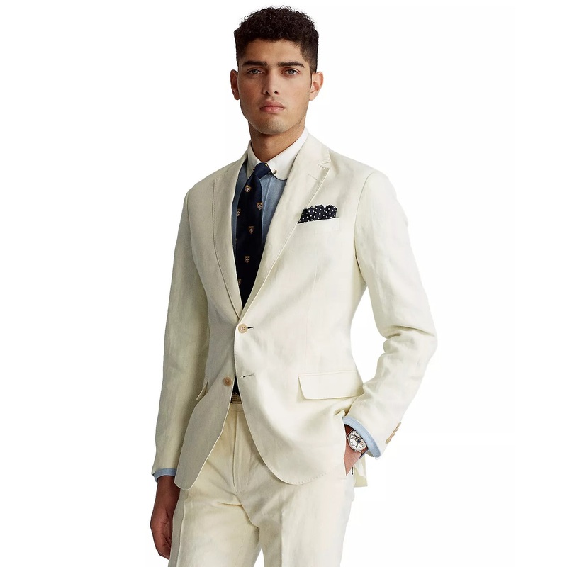Polo Ralph Lauren Men's Polo Soft Slub Linen Sport Coat Blazer Beige Cream XL