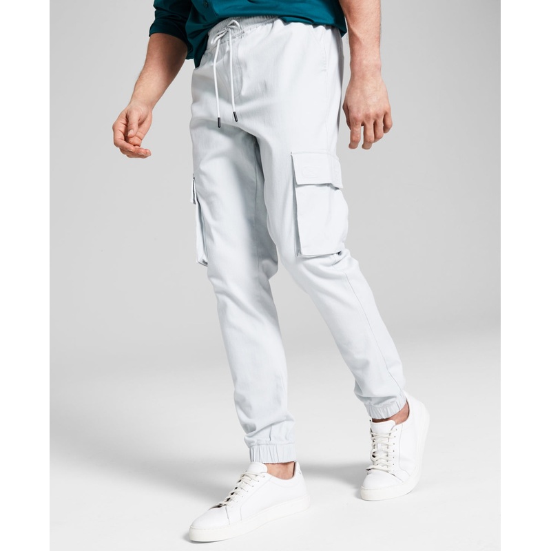 And Now This Men's Twill Cargo Jogger Pants Small Light Grey