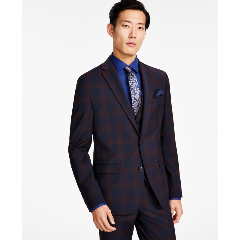 Bar Iii Men's Slim Fit Sport Coat Blazer Burgundy Red Blue 38R