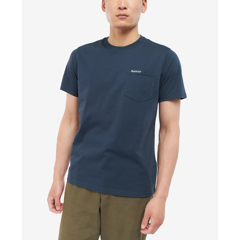 Barbour Mens Langdon Pocket Short Sleeve T Shirt Blue 2XL