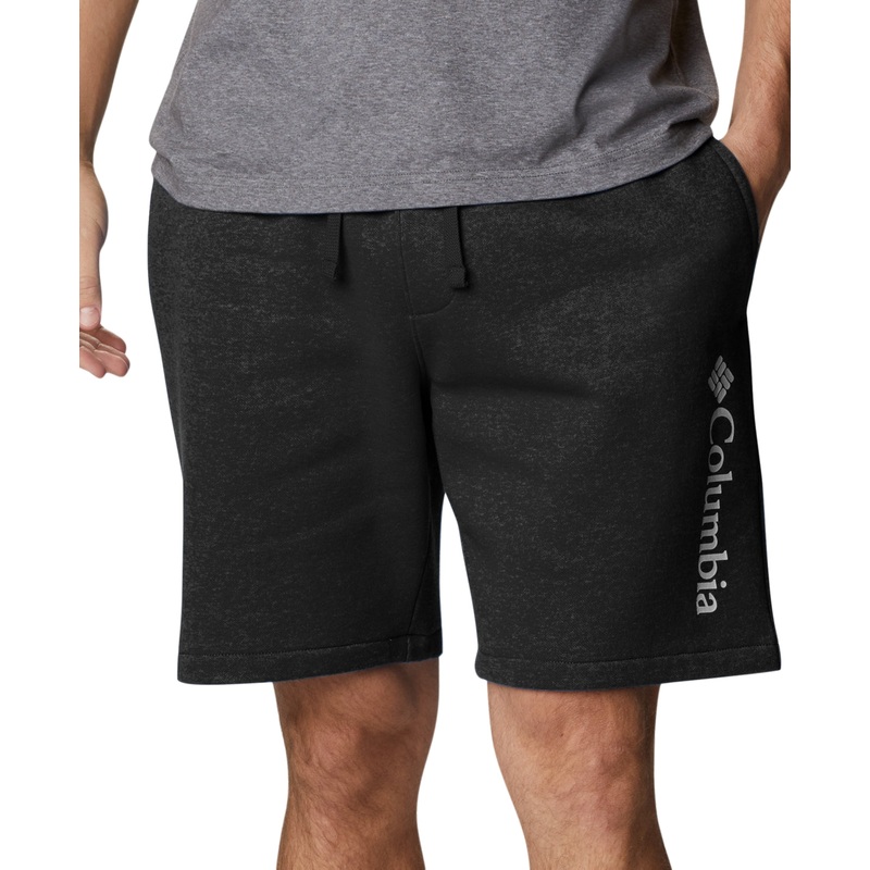 Columbia Men's Trek Relaxed Fit Logo Print Fleece Shorts Black White  XL