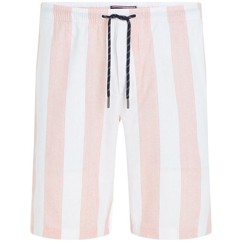Tommy Hilfiger Men's Harlem Deck Chair Stripe Pull 10" Shorts Peach Dusk 36
