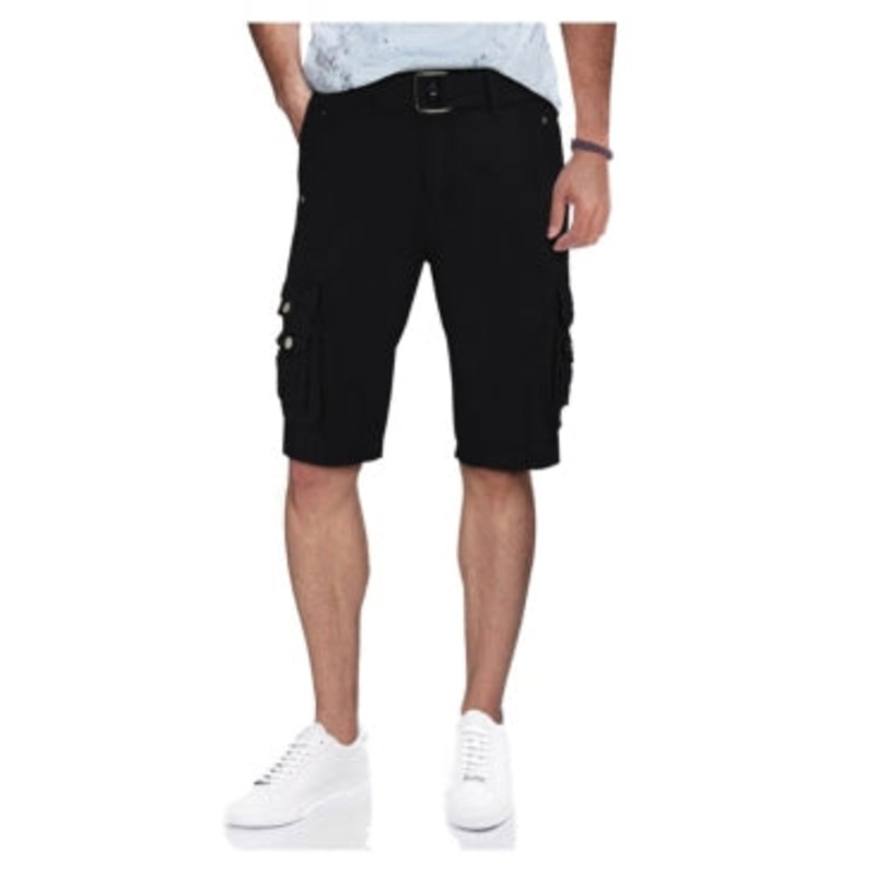 X RAY Men's Belted Cargo Shorts with Snap Detail Black 36