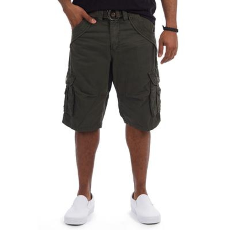 X-Ray Men's Belted Double Pocket Cargo Shorts Charcoal Grey 38
