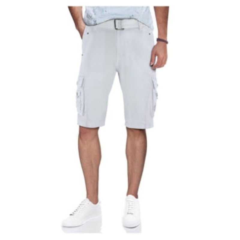 X-Ray Men's Belted Snap Detail Cargo Shorts Knee Length White 34