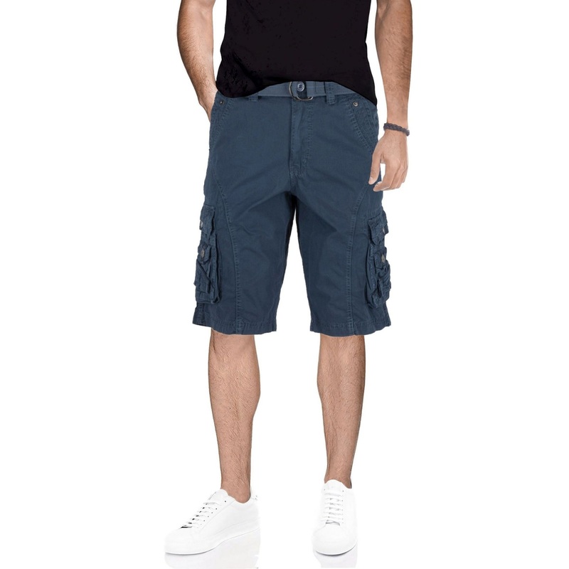 X-Ray Men's Belted Snap Detail Cargo Shorts Majolica Blue 32