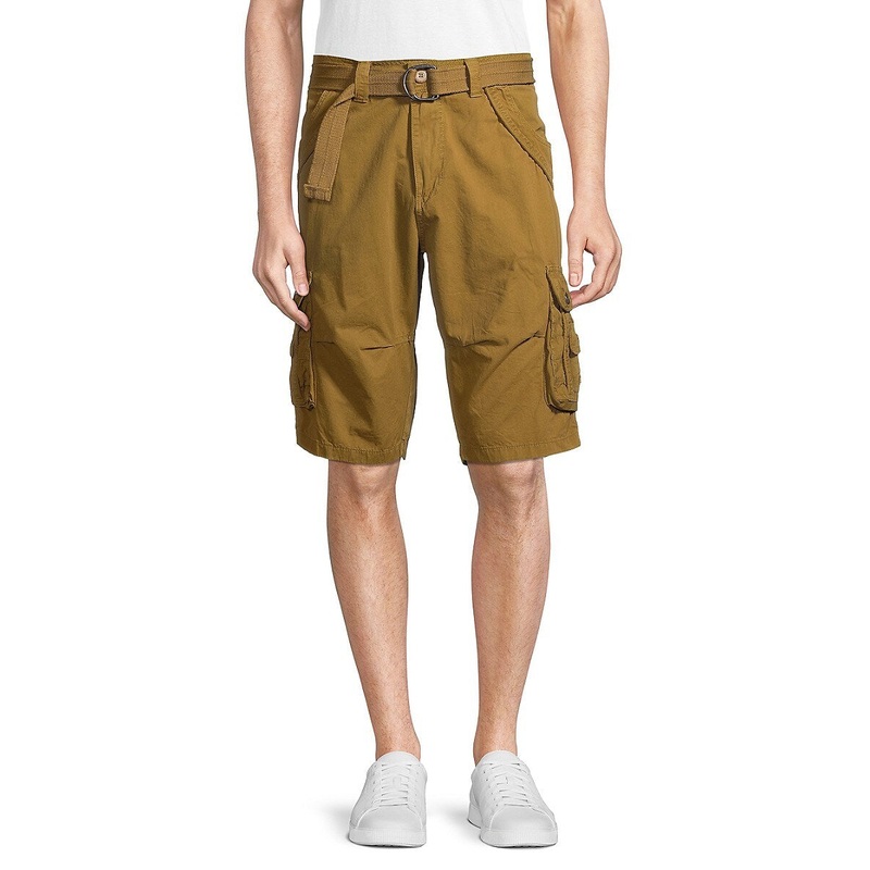 X RAY Men's Belted Twill Tape Cargo Shorts Brown 38