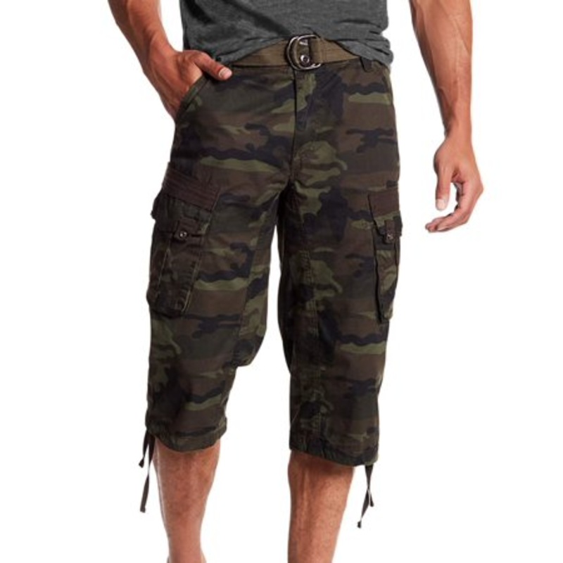 X RAY Mens Belted Cargo Long Shorts 18 Green Camo 36