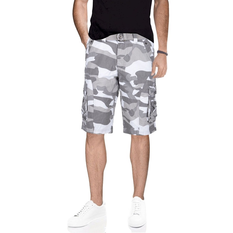 X Ray Mens Classic Fit 12 5 Knee Length Cargo Shorts Grey White Camo 40