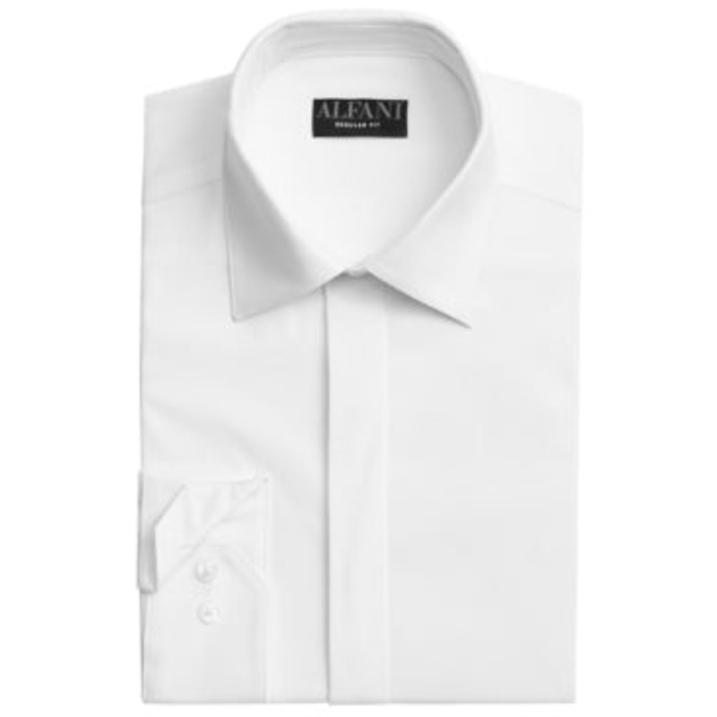 Alfani Men's Regular Fit 2 Way Convertible Cuff Dress Shirt White 17 17 5 34 35