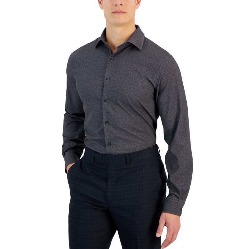 Alfani Men's Slim Fit 4 Way Stretch Slub Texture Dress Shirt 14 14.5 32 33
