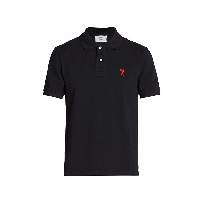 Ami Adc Mens Short Sleeve Polo Shirt Black XL