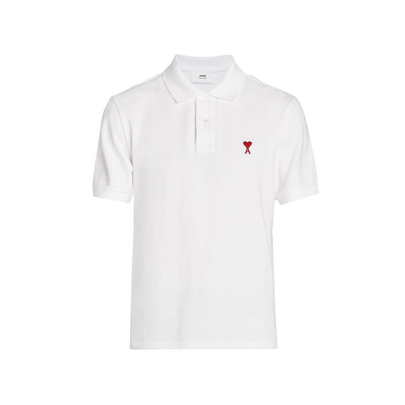 Ami Adc Mens Short Sleeve Polo Shirt White Large