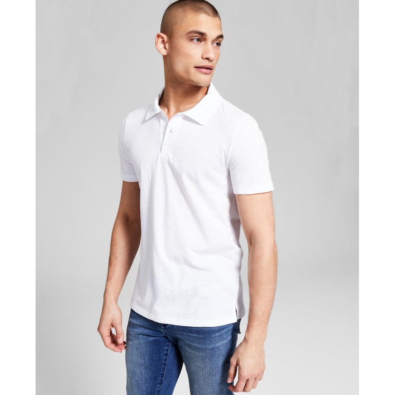 And Now This Men's Knit Short Sleeve Polo Shirt White Medium
