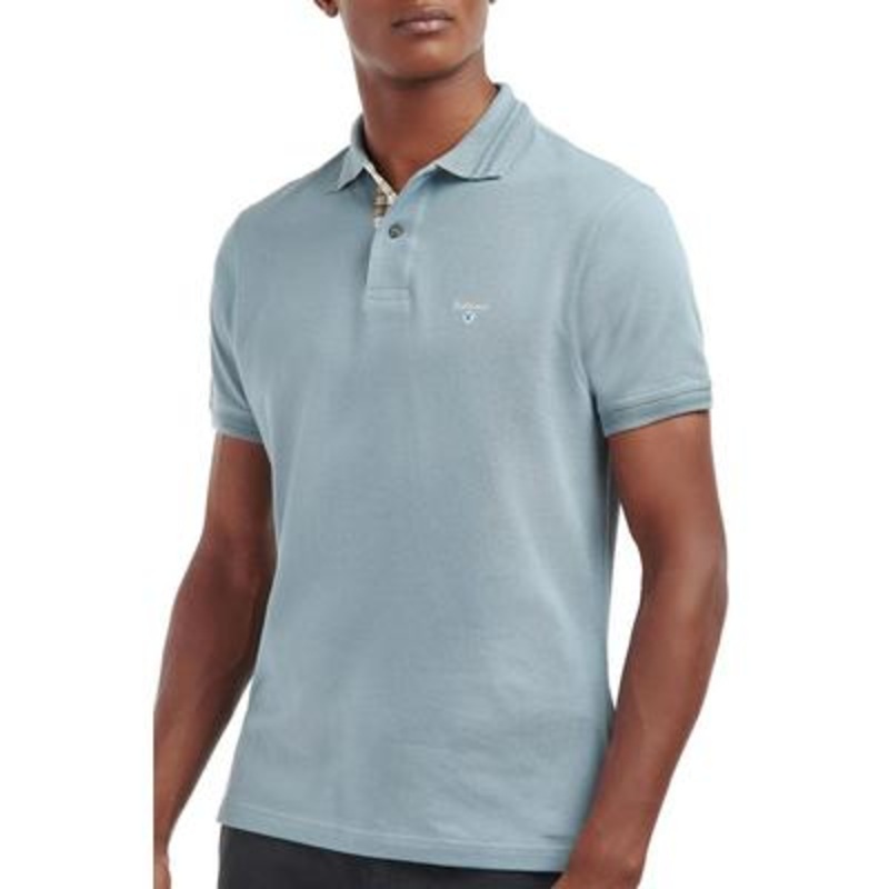 Barbour Men's Harrowgate Short Sleeve Polo Shirt Washed Blue Small