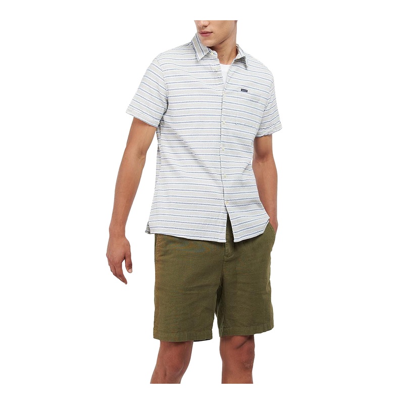 Barbour Men's Newquay Tailored Seersucker Button Down Shirt Olive XL