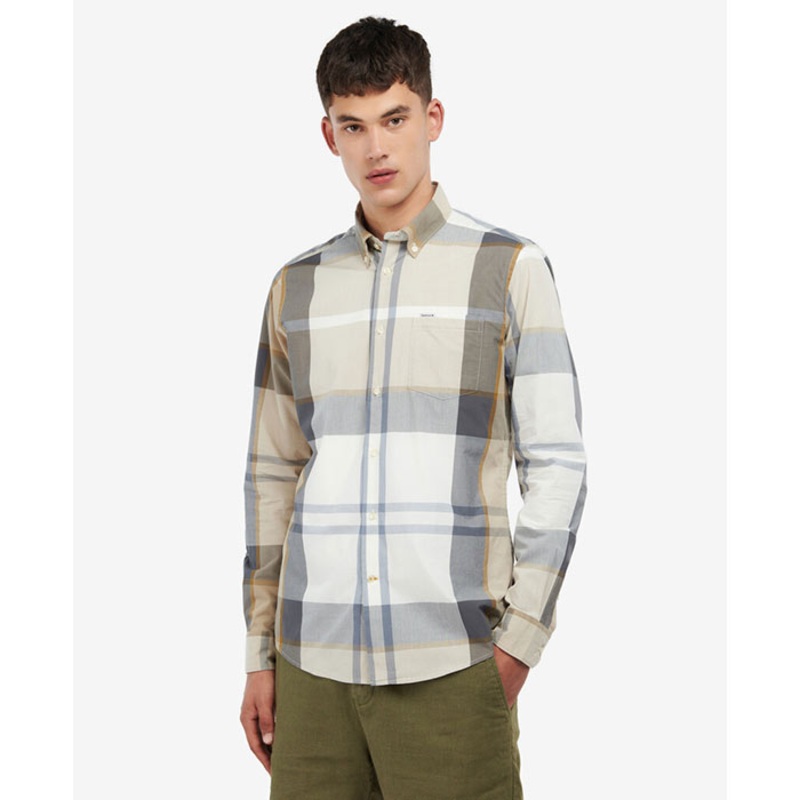 Barbour Mens Harris Tailored Button Down Shirt Brown Plaid 2XL