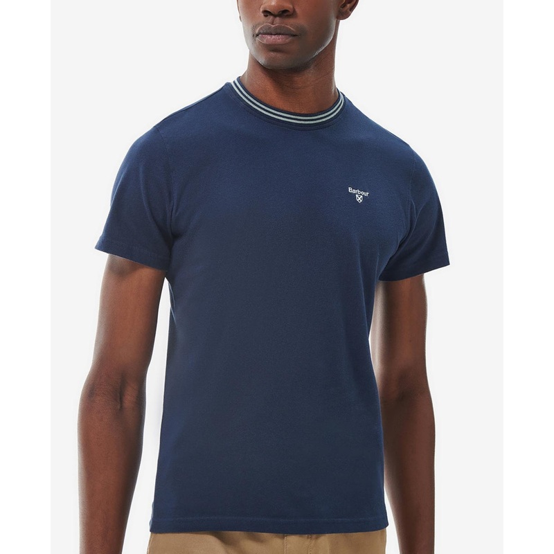 Barbour Mens Heritage Austwick Cotton Jersey Short Sleeve T Shirt Blue Small