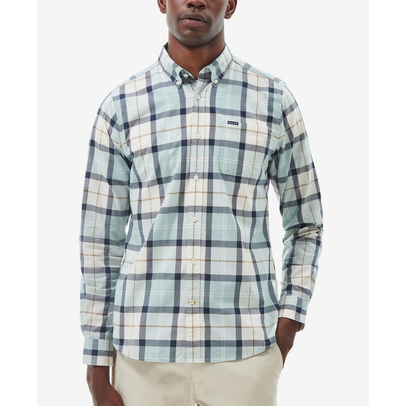 Barbour Mens Tartan Rawley Tailored Button Down Shirt Blue Chalk Tartan XL