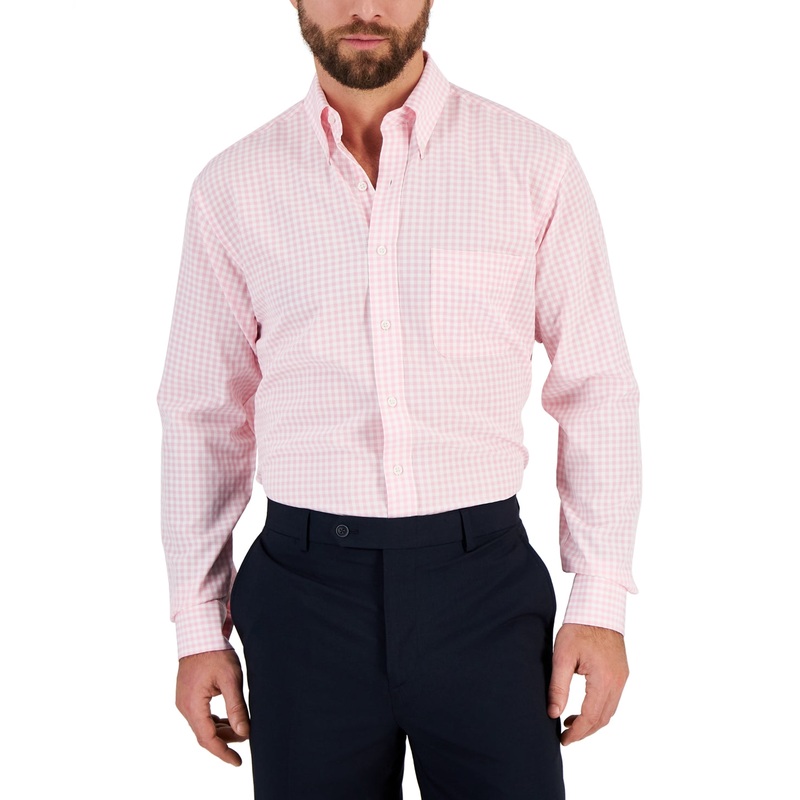 Club Room Men's Pink Gingham Button Down Dress Shirt 15.5 34 35