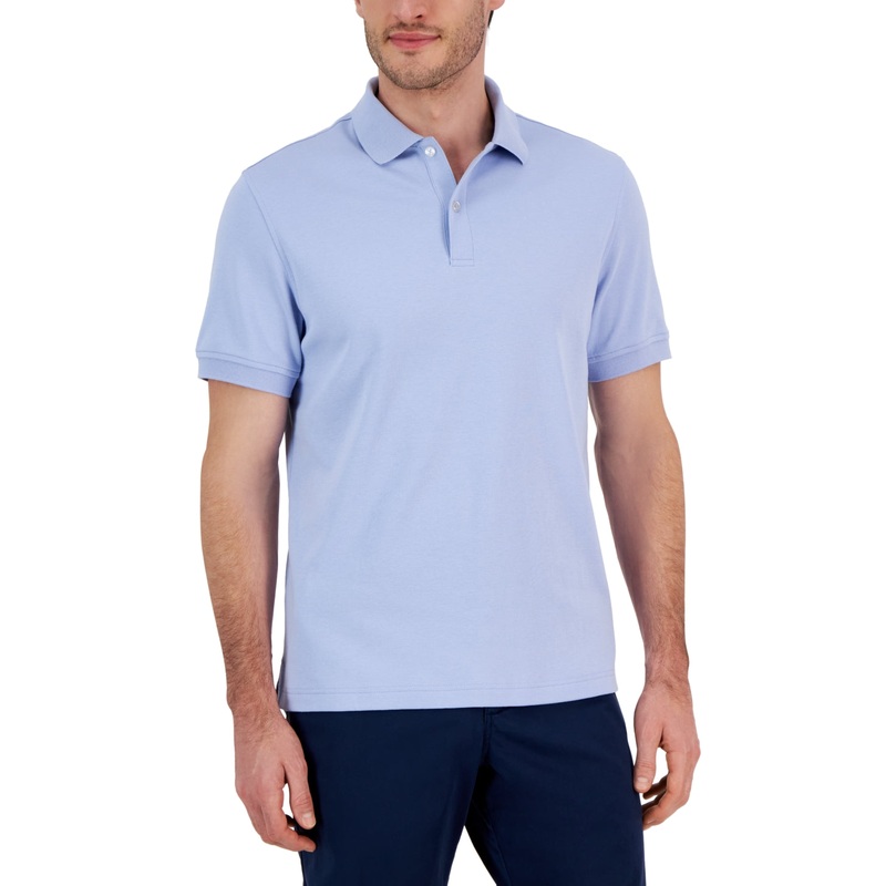 Club Room Men's Soft Touch Interlock Short Sleeve Polo Shirt Purple 2XL