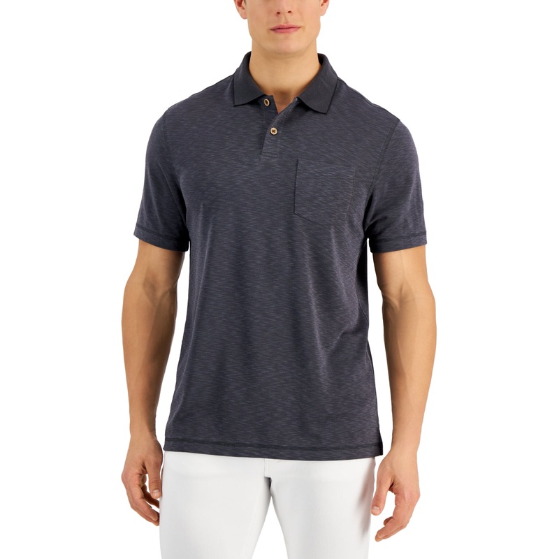 Club Room Mens Collared Short Sleeve Polo Shirt Grey 2XL