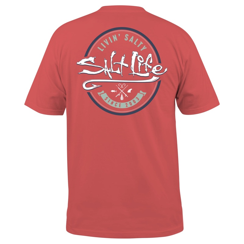 Salt Life Men's Playin Hookie Logo Graphic Short Sleeve T Shirt Burnt Coral XL