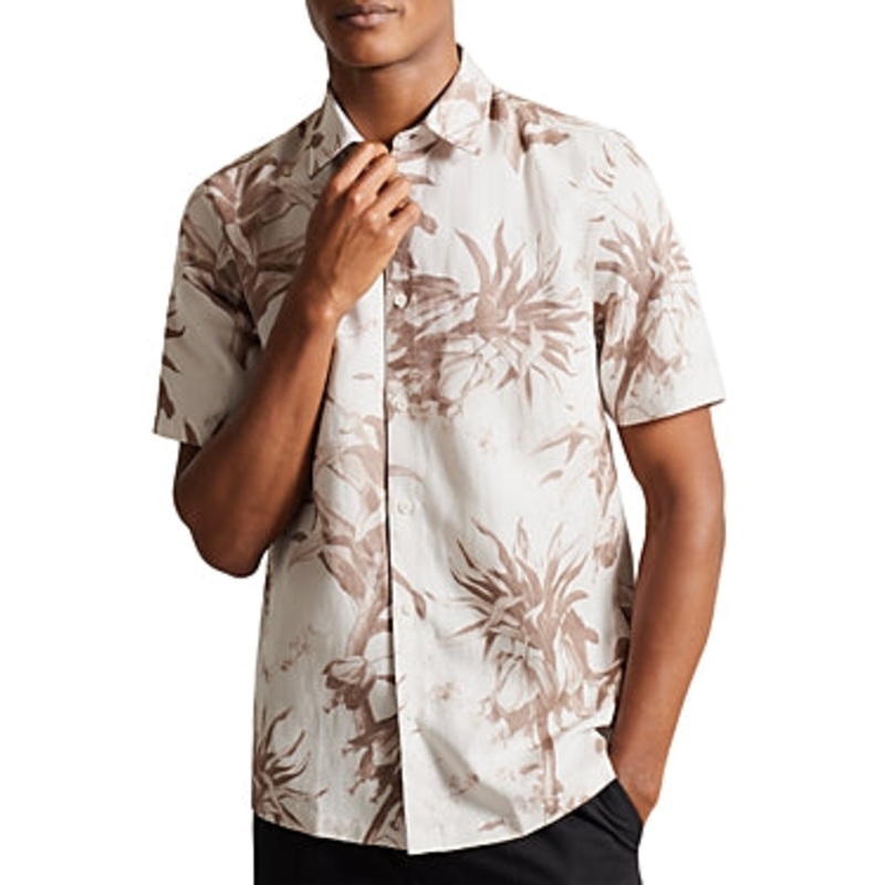 Ted Baker Mens Belmar Floral Button Down Shirt Natural 2XL