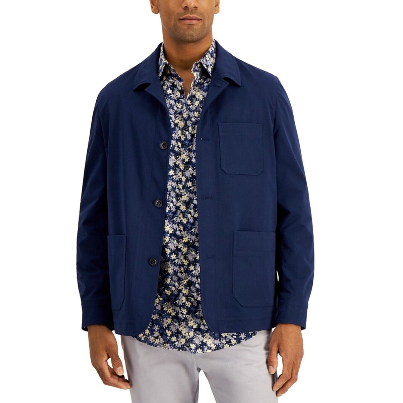 Alfani Men's Regular-Fit Solid Shirt Jacket XL Navy Blue