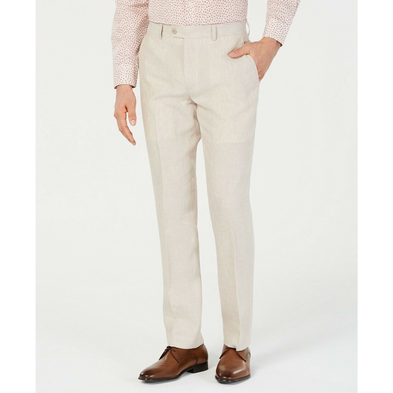 Bar III Men's Slim-Fit Linen Tan Dress Pants 34 x 30 Beige Tan